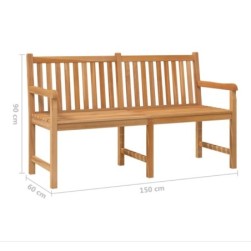 Banc de jardin 150 cm Bois de teck solide vidaXL