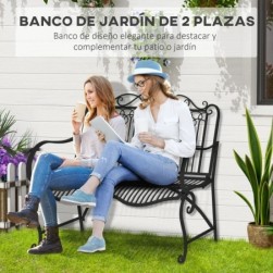 Outsunny Banco de Jardín de 2 Plazas 110x60x97 cm Banco de Exterior