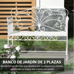 Outsunny Banco de Jardín de 2 Plazas 113,5x50x96 cm Banco de Terraza