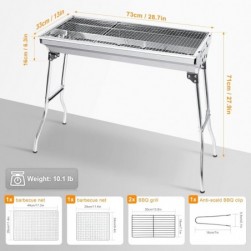 Uten Barbecue Charbon de Bois, Grill en Acier Pliable, Barbecue extérieur