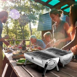 SunJas Grill portable en acier inoxydable,Mini Barbecue de Table