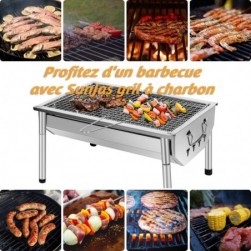 SunJas Ajustable Barbecue Démontable en Acier Portable BBQ