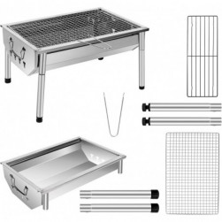 SunJas Ajustable Barbecue Démontable en Acier Portable BBQ