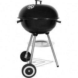 Barbecue Charbon Portable BBQ Rond Couvercle Double Roues Barbecue