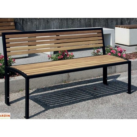 Banc de jardin en bois de pin traité et acier galvanisé Carmen