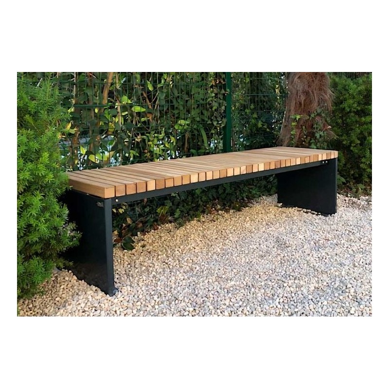 Banc de jardin en bois de pin et acier galvanisé Brama