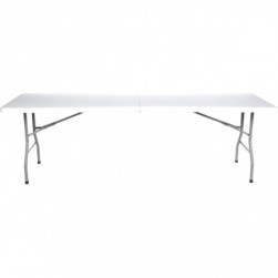 Table rectangulaire pliable en resine 240 x 75 x 74 cm base RDM. Blanc