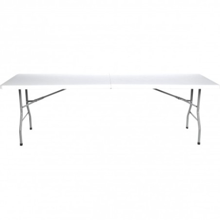Table rectangulaire pliable en resine 240 x 75 x 74 cm base RDM. Blanc