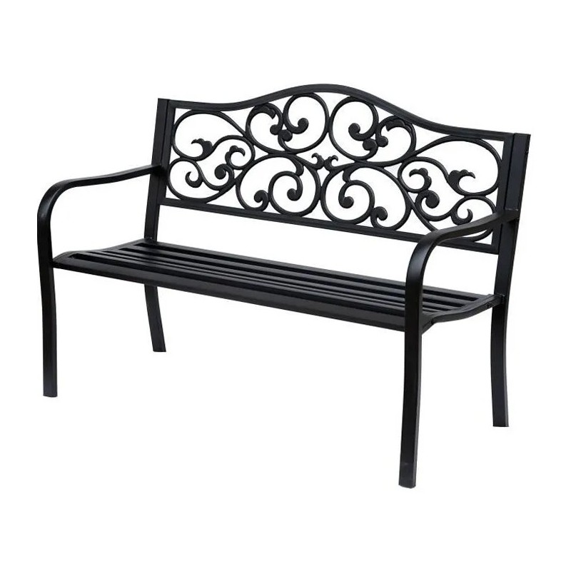 Banc de Jardin 3 Places Cosy Chic Noir - Outsunny