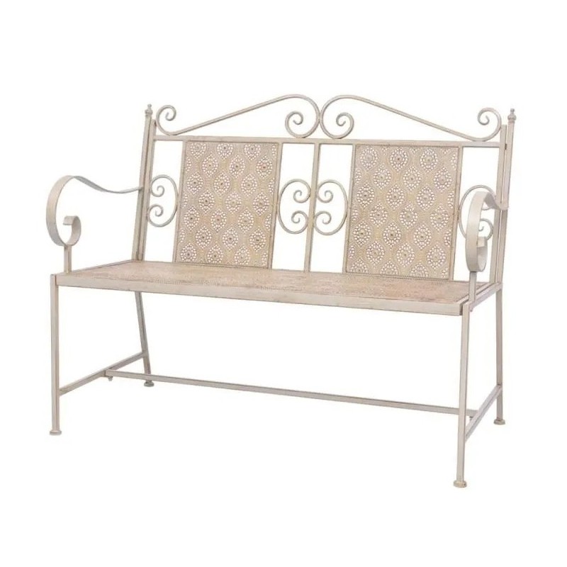 ZHI Banc de jardin 115 cm Acier Blanc vintage