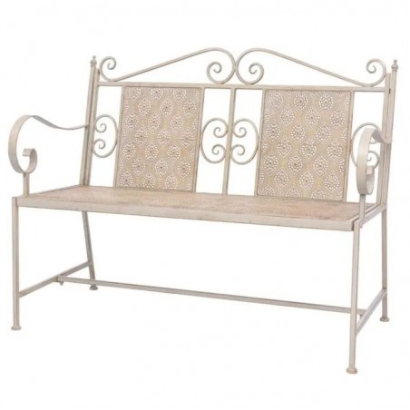 ZHI Banc de jardin 115 cm Acier Blanc vintage