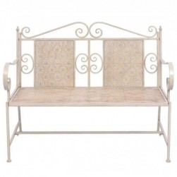 ZHI Banc de jardin 115 cm Acier Blanc vintage