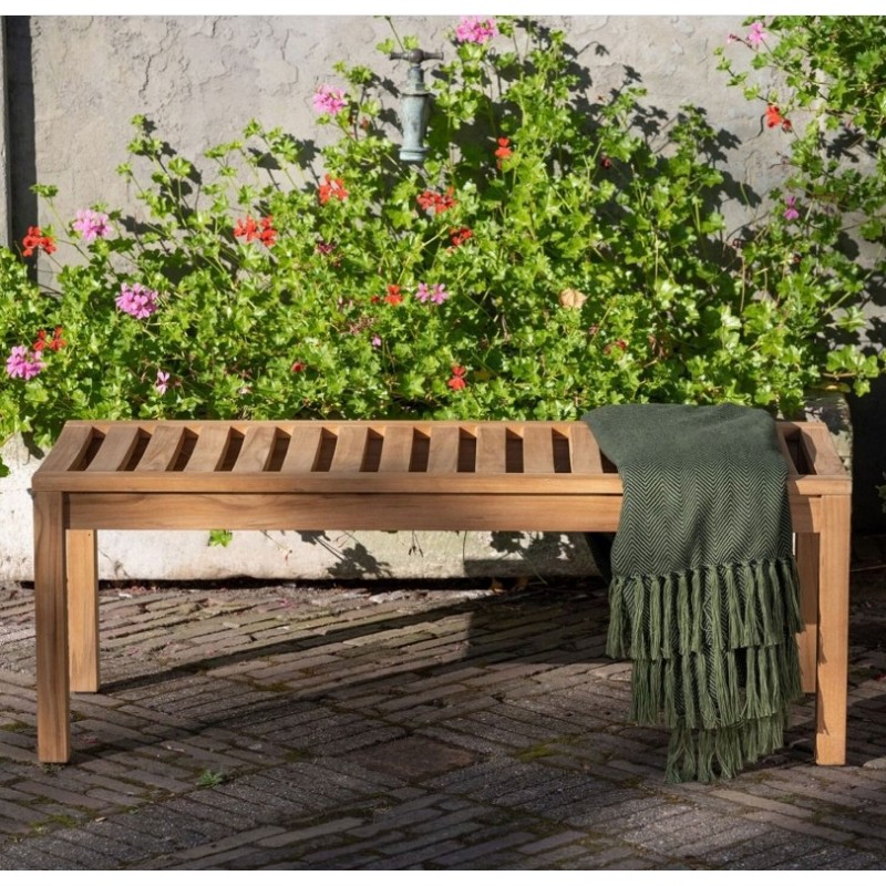 Banc de jardin 2 places 120x45x44 cm en teck naturel