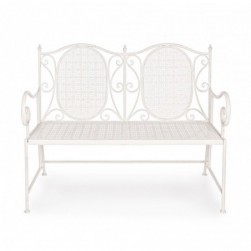 Banc de jardin 2 places 115x60x92 cm en fer blanc