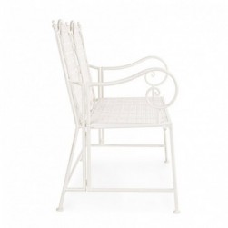 Banc de jardin 2 places 115x60x92 cm en fer blanc