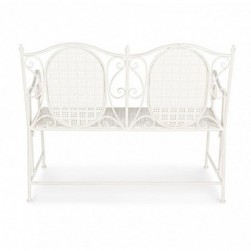 Banc de jardin 2 places 115x60x92 cm en fer blanc