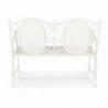 Banc de jardin 2 places 115x60x92 cm en fer blanc