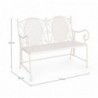 Banc de jardin 2 places 115x60x92 cm en fer blanc