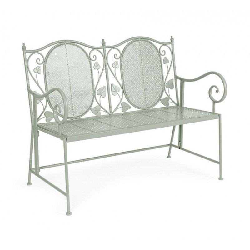 Banc de jardin 2 places 115x60x92 cm en fer vert clair