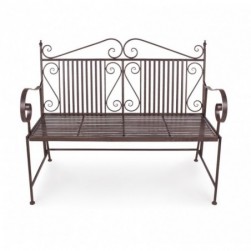 Banc de jardin 2 places 115x60x92 cm en métal marron vieilli