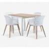 Mobilier de jardin RAMTEN L72 table eucalyptus + 4 VANTORE chaises blanc