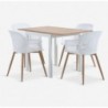 Mobilier de jardin RAMTEN L72 table eucalyptus + 4 VANTORE chaises blanc