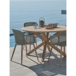 Mobilier de jardin HESTRA  table acacia + 4 VANTORE chaises