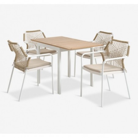 RAMTEN L75/126 table + 4 FASTRUP chaises empilables blanc