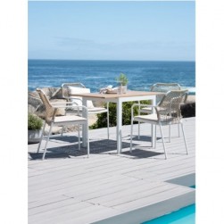 RAMTEN L75/126 table + 4 FASTRUP chaises empilables blanc