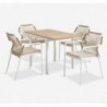 RAMTEN L75/126 table + 4 FASTRUP chaises empilables blanc