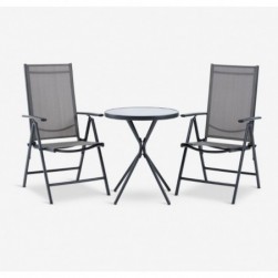 Mobilier de jardin RADSTRUP table + 2 MELLBY chaises noir