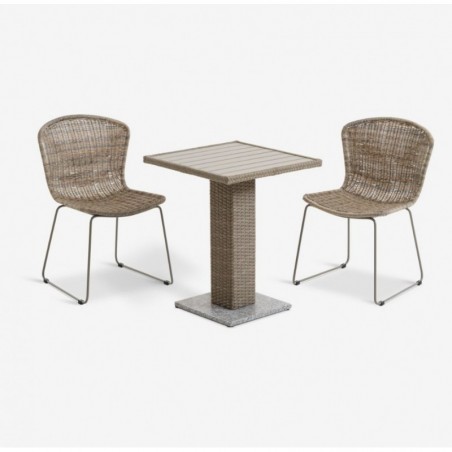 Mobilier de jardin THY L60 table + 2 HAJSTRUP chaises naturel