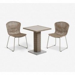 Mobilier de jardin THY L60 table + 2 HAJSTRUP chaises naturel