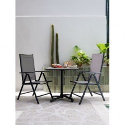 TIPMOSE L70 table gris + 2 MELLBY chaises noir