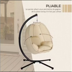 Fauteuil suspendu de jardin - Fauteuil oeuf suspendu pliable