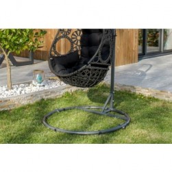 Balancelle de jardin en résine gris anthracite avec coussin noir