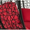 Fauteuil suspendu avec support et coussins rouge en polyrotin noir