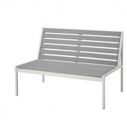 Canapé 2 places, extérieur, blanc/gris, 100x59x67 cm