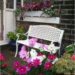 Blanc Banc de jardin en aluminium 102 cm