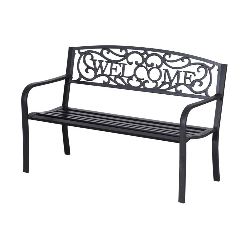 Banc 2 Places de Jardin dim métal époxy anticorrosion Fonte Noir