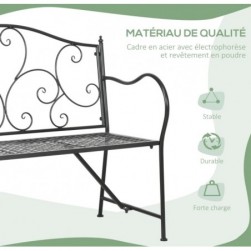 Banc de Jardin 2 Places terrasse Patio en Acier Style Romantique