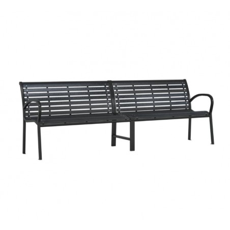 Banc double de jardin noir 231 cm acier et WPC