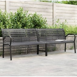 Banc double de jardin noir 231 cm acier et WPC