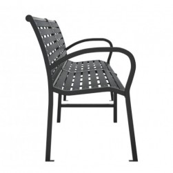 Banc double de jardin noir 231 cm acier et WPC