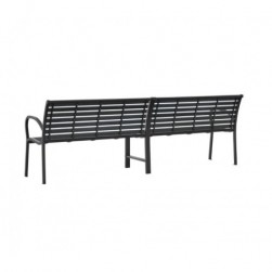 Banc double de jardin noir 231 cm acier et WPC