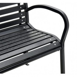 Banc double de jardin noir 231 cm acier et WPC