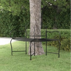 Banc tour d'arbre 150 cm Noir Acier