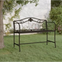 Banc de jardin 2 places 104 cm Noir Acier