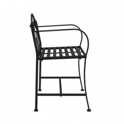 Banc de jardin 2 places 104 cm Noir Acier