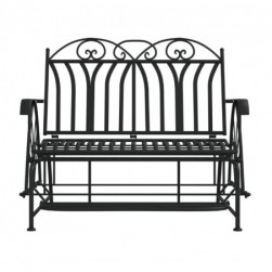 Banc coulissant 2 places 114 cm Noir Acier